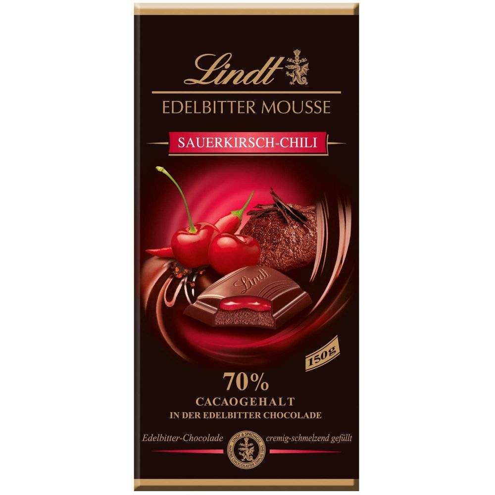 Lindt Edelbitter Mousse Sauerkirsch-Chili 150g Inhalt: 150g