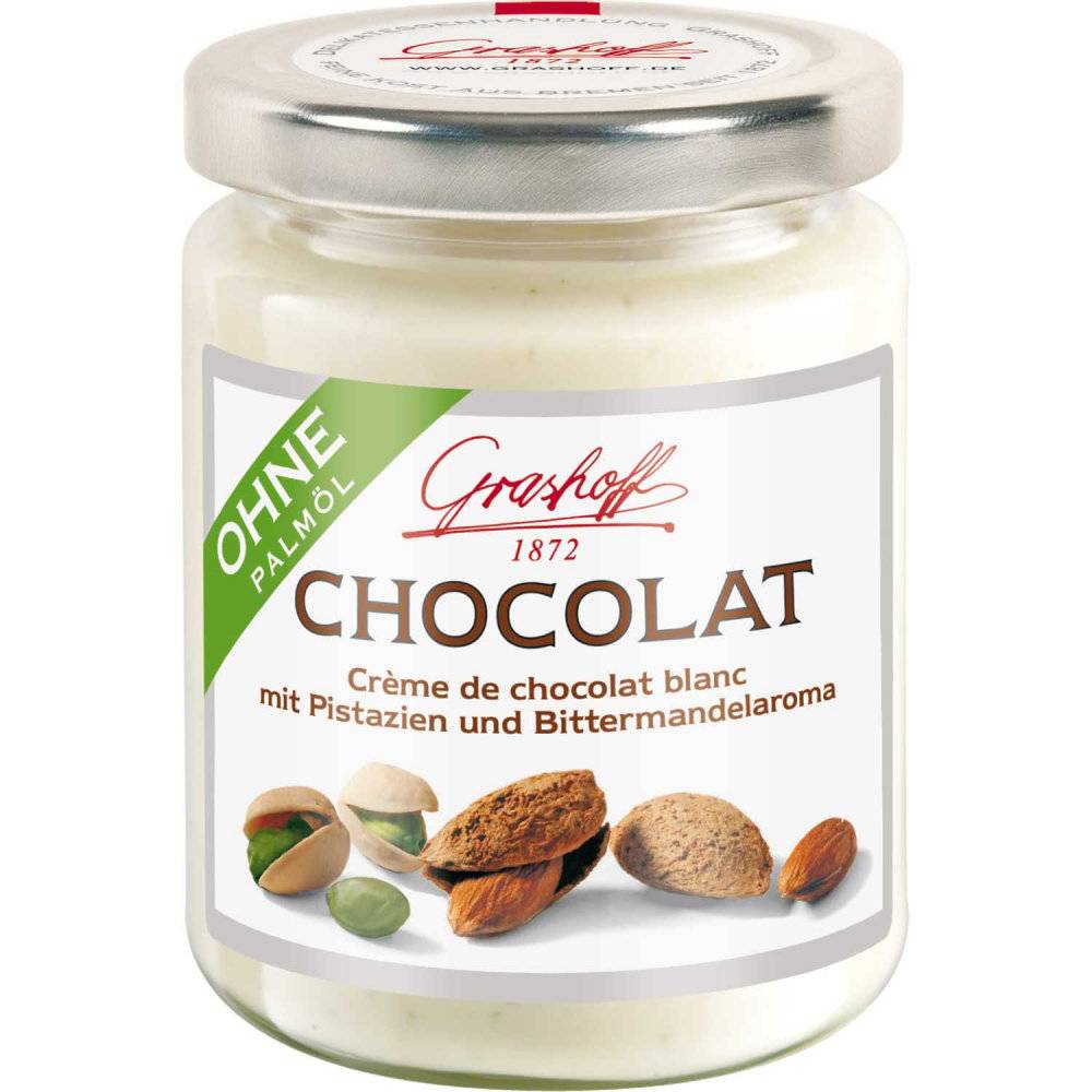 Grashoff Chocolat Crème de chocolat blanc mit Pistazien & Bittermandelaroma 235g Inhalt: 235g