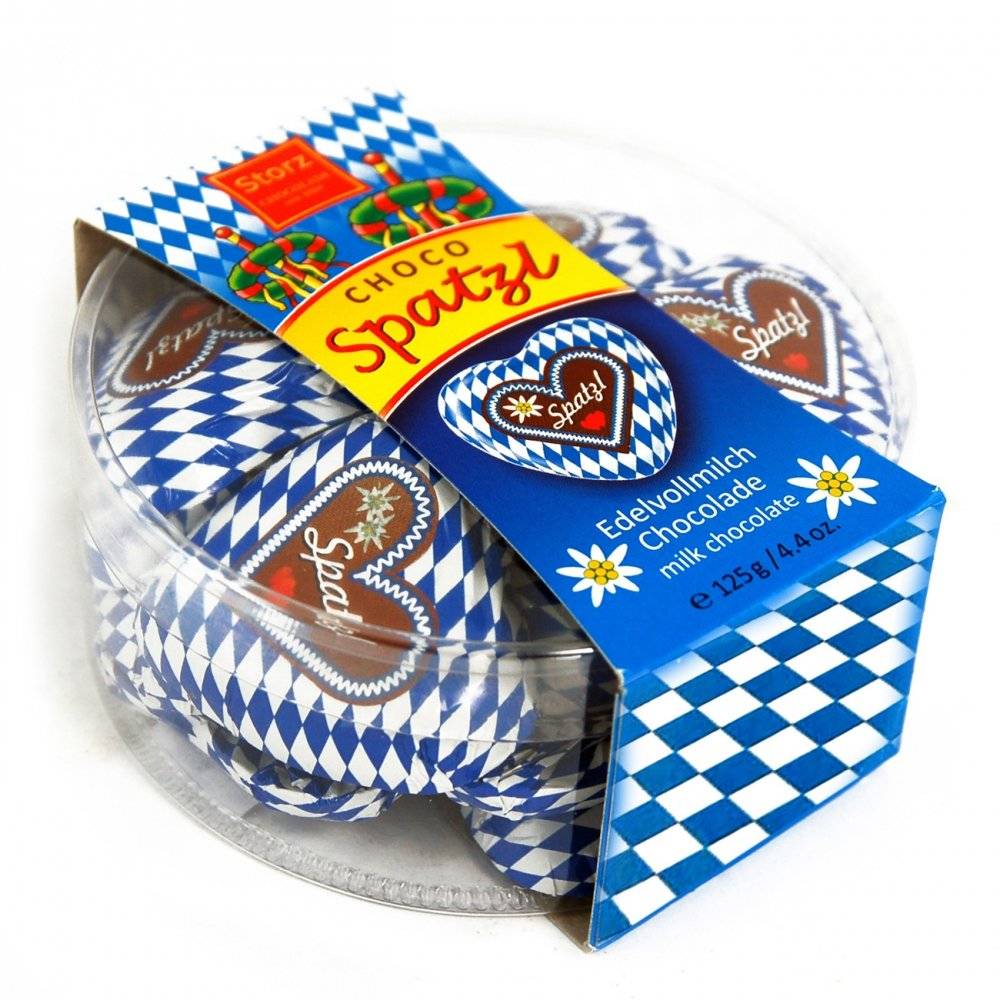 Storz Herzen weiß-blau Spatzl 14er Geschenkverpackung Inhalt: 125g