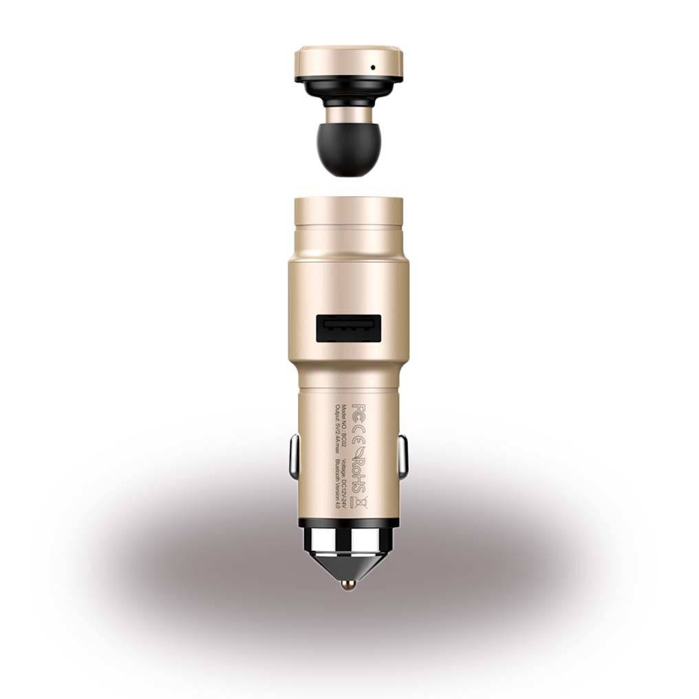 Baseus - CCBKER-OV - Bluetooth Headset + Kfz Ladegerät - Gold