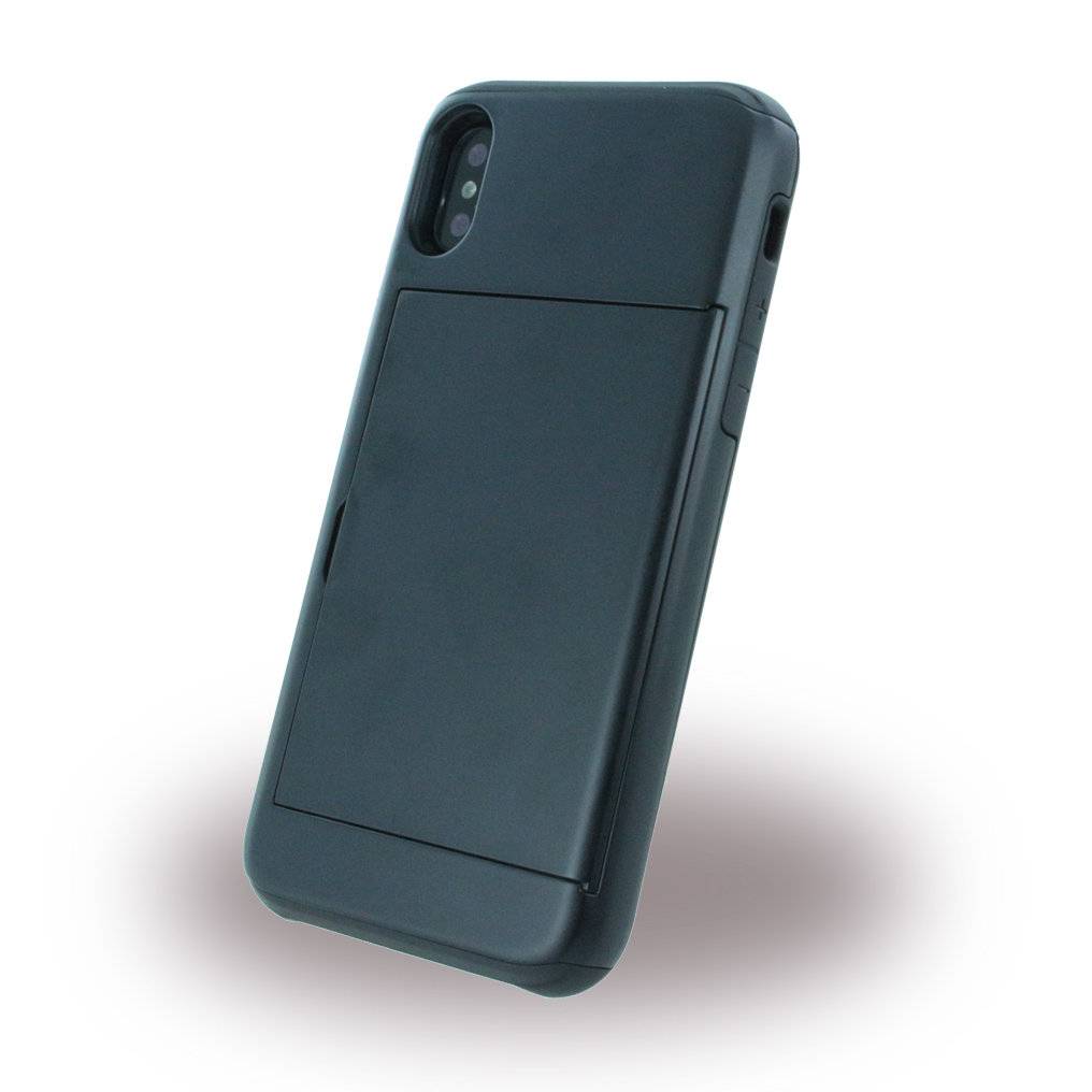 Slid Style - Karten Fach Hardcover - Apple iPhone X - Schwarz