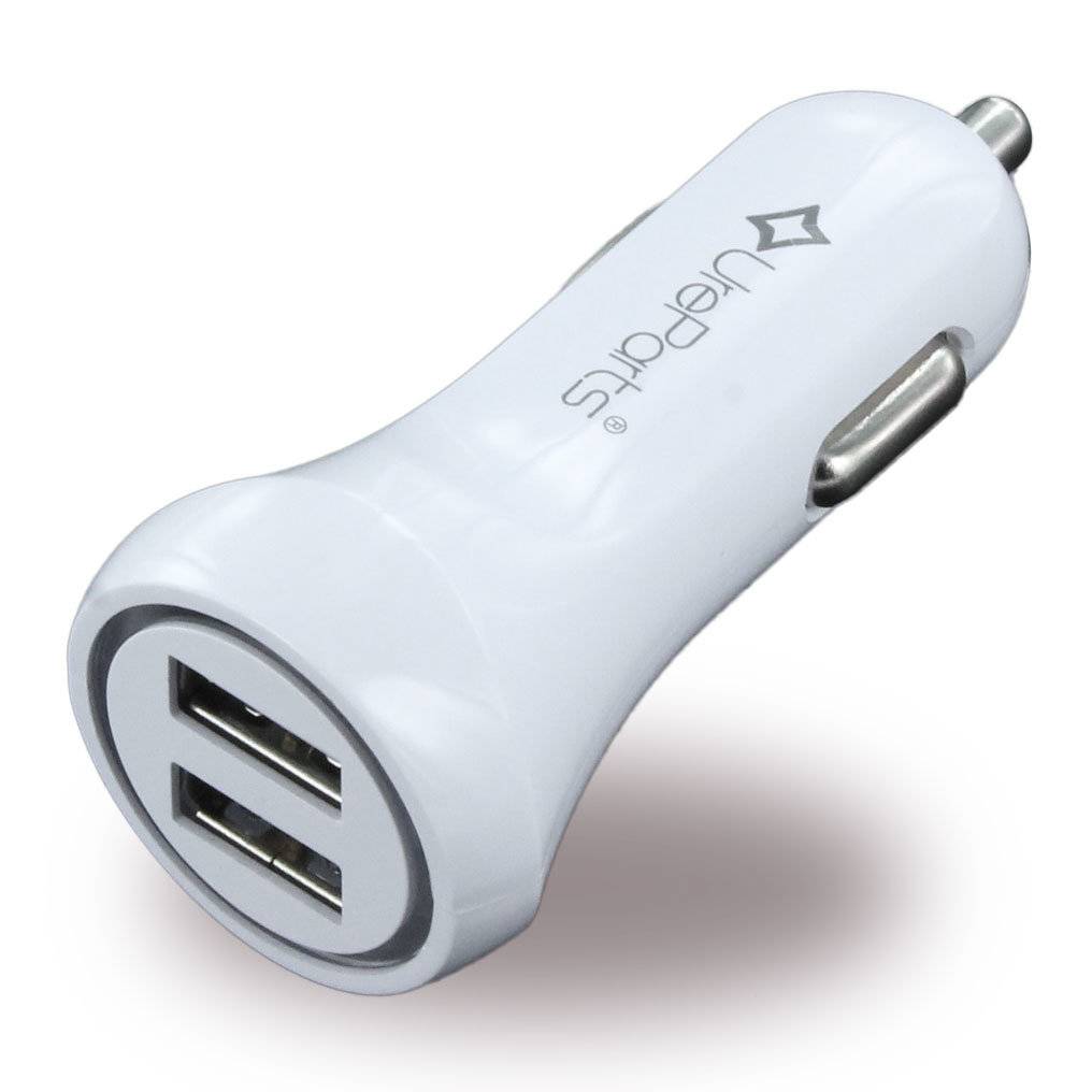 UreParts - Kfz Ladegerät / Handyladegerät - USB Dual Port - Weiss - 1000mA/2100mA