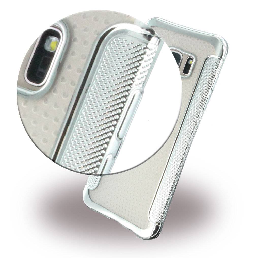 Shockproof Antirutsch - Silikon Cover / Case / Schutzhülle - Samsung G935F Galaxy S7 Edge - Silber