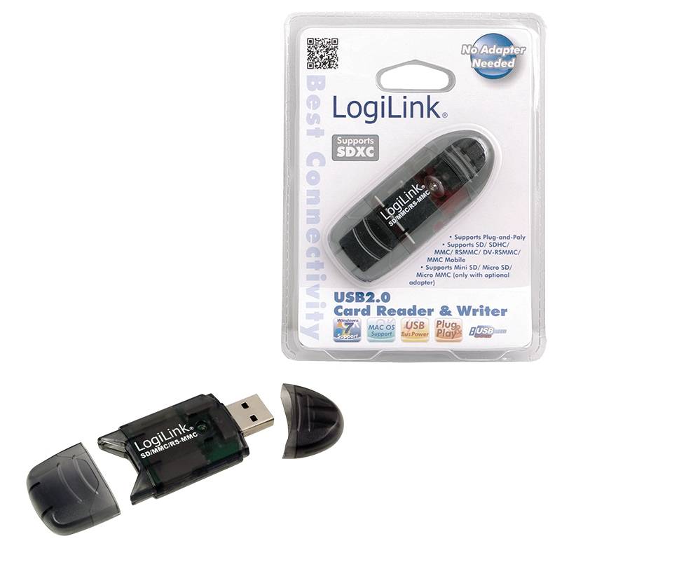 LogiLink Cardreader USB 2.0 Stick for SD/MMC - Kartenleser - 8-in-1 (MMC, SD, RS-MMC, MMCmobile, SDHC)