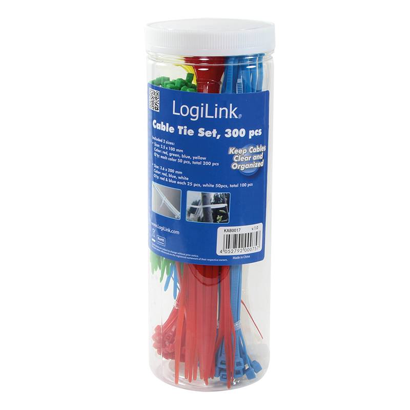 LogiLink Kabelbinder Set, 300 Stück