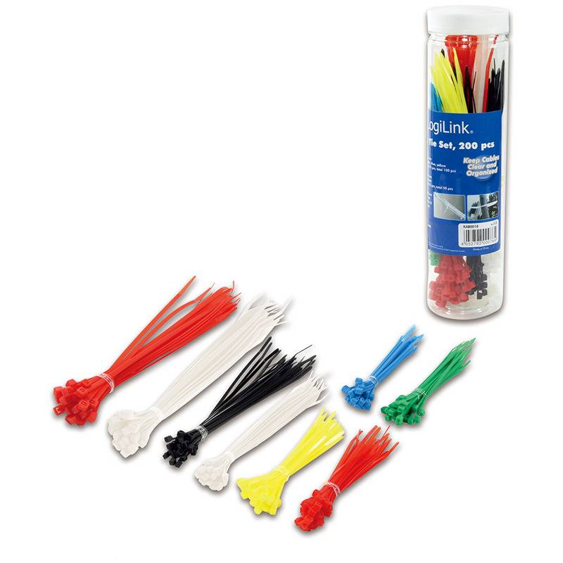 LogiLink Kabelbinder-Set, sortiert, Nylon, Inhalt: 200 Stück