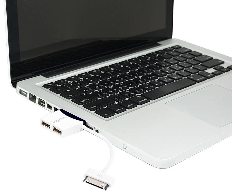 LogiLink USB 2.0 Hub 2-Port mit Dock Connector Kabel