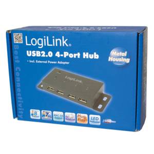 LogiLink - Hub - 4 x USB 2.0 - Desktop, wandmontierbar