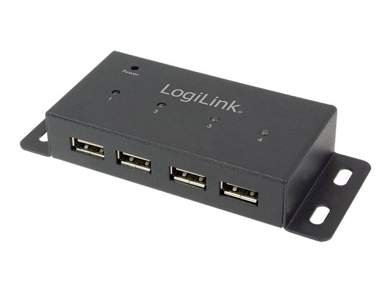 LogiLink - Hub - 4 x USB 2.0 - Desktop, wandmontierbar