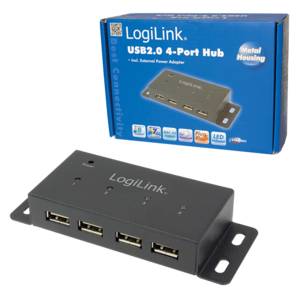 LogiLink - Hub - 4 x USB 2.0 - Desktop, wandmontierbar