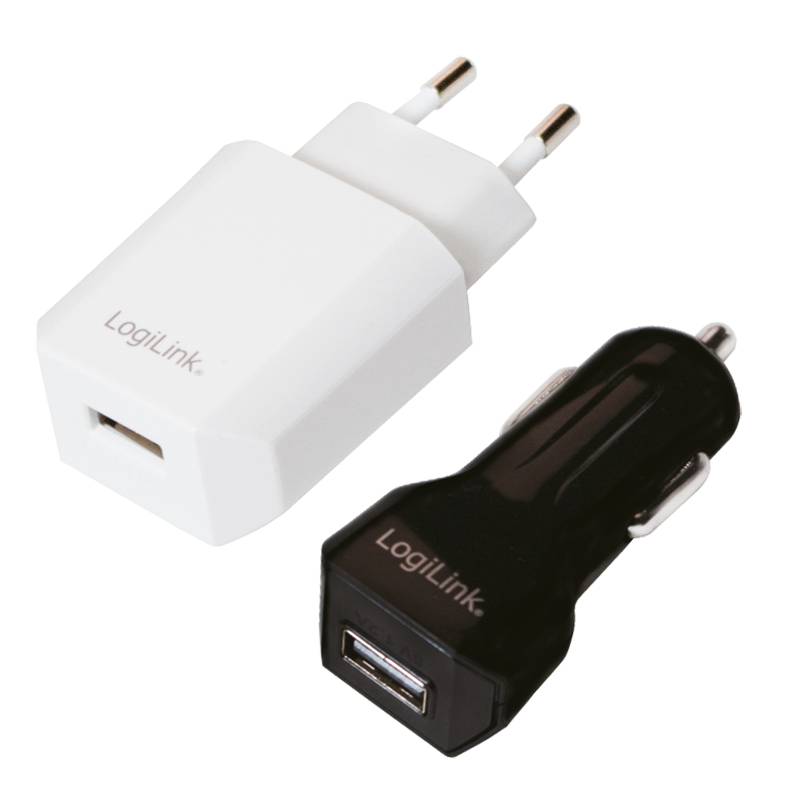 LogiLink USB Reise-Set, jeweils 1x USB-Port, 5W/12W