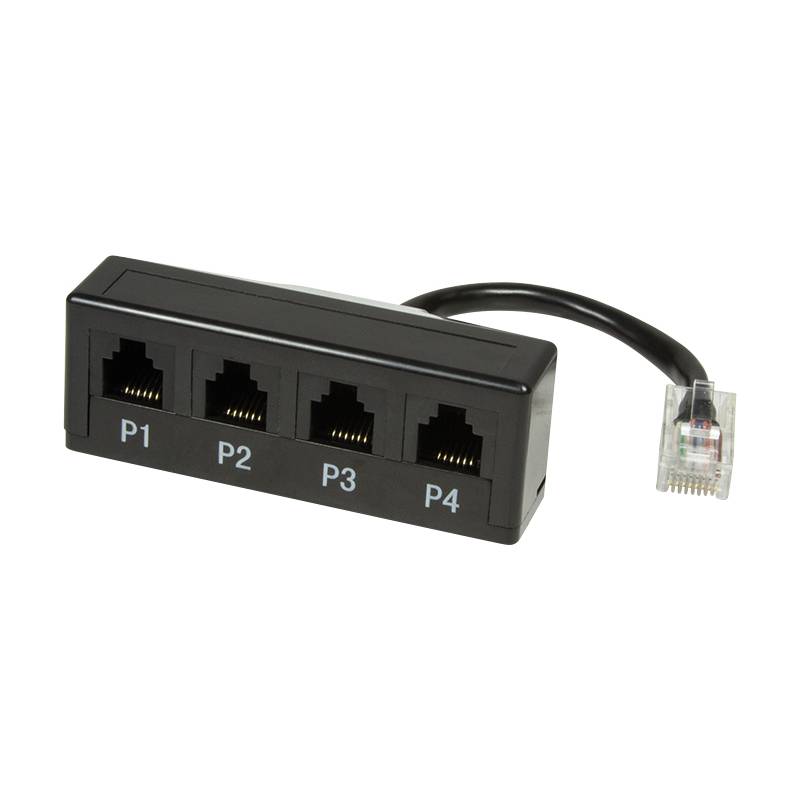 LogiLink Telefon-Splitter, 4-fach, Farbe: schwarz