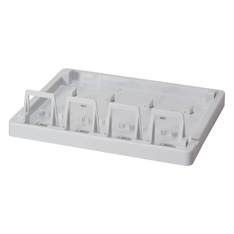 Ein weißes Tablett mit mehreren Rillen, das entwickelt wurde, um Gegenstände zu halten und zu organisieren. Aus Kunststoff gefertigt und geeignet für die Organisation von Schubladen oder Regalen.