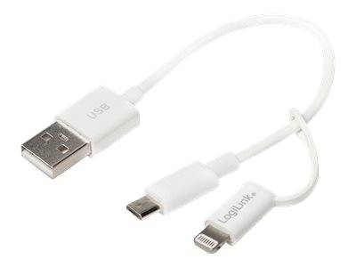 LogiLink USB to Micro USB Sync- and Charging Cable with Lightning Adapter