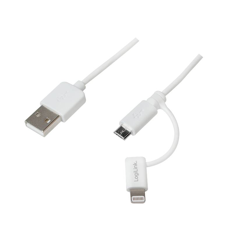 LogiLink USB to Micro USB Sync- and Charging Cable with Lightning Adapter