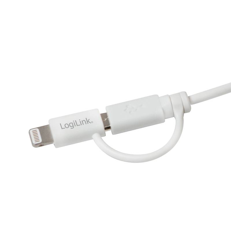 LogiLink USB to Micro USB Sync- and Charging Cable with Lightning Adapter