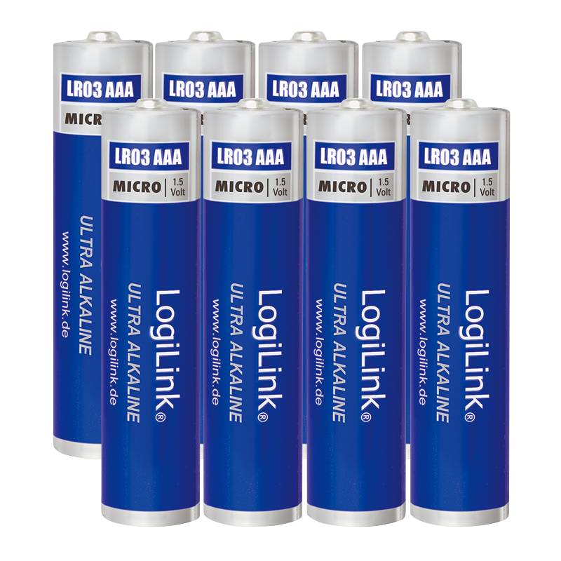 LogiLink Ultra Power AAA Alkaline Batterie, LR03, Micro, 1.5V, 8er Pack