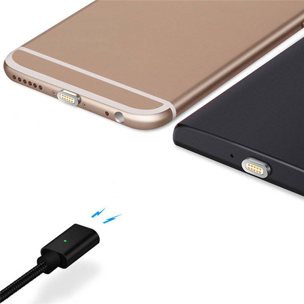 Cyoo - Magnet USB Lade- & Datenkabel - 2in1 Micro USB & Lightning auf USB - 1m - Schwarz