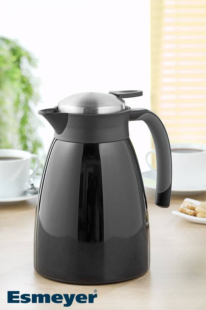 Isolierkanne GLACE, Inhalt 1 Liter, aus doppelwandigem Edelstahl, schwarz