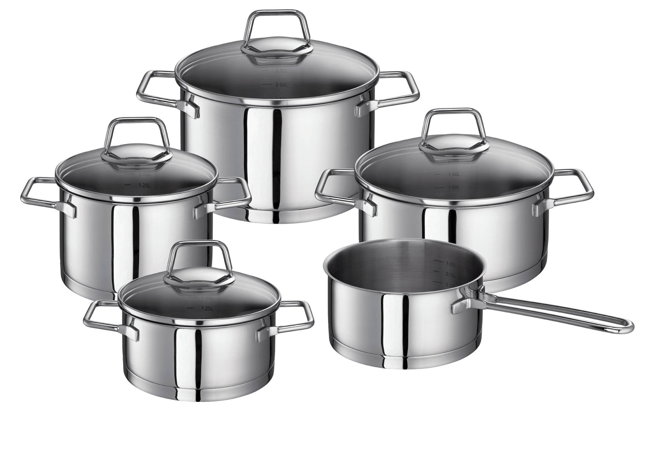 Schulte-Ufer Maxi-Topfset WEGA 9-tlg. aus Edelstahl rostfrei 18/10, mit