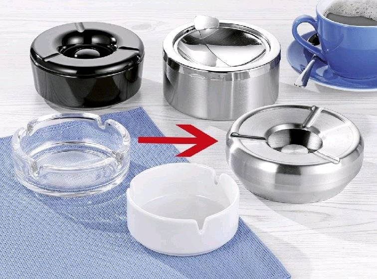 Aschenbecher SMOKE, Material: Edelstahl, Durchmesser: 12 cm,