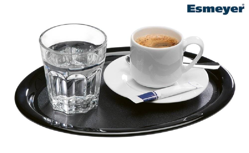 Serviertablett DOMINO, schwarz, aus Melamin, 28,5 x 21,5 x 1,5 cm, schwarz,