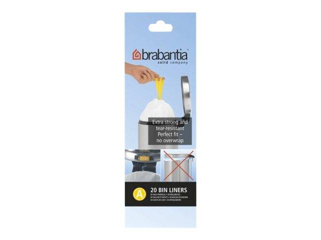 Brabantia Size A - Mülleimerbeutel - Zugschnur - 3 L - Polyethylen hoher Dichte (HDPE)