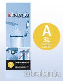Brabantia Müllbeutel A Kapazität: 3 l Menge: 20 Stück / Rolle Extra stark, mit