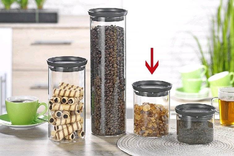 Brabantia stapelbarer Glasbehälter TOKIO, Inhalt: 0,6 Liter, Farbe Deckel: