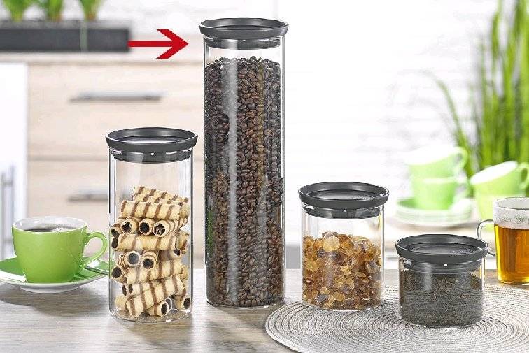 Brabantia stapelbarer Glasbehälter TOKIO, Inhalt: 1,9 Liter, Farbe Deckel: