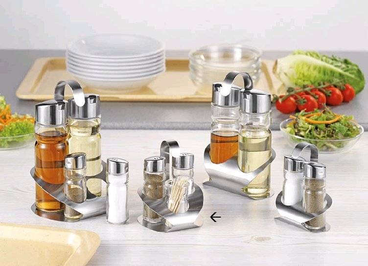 Menage Salz/Pfeffer/Zahnstocher TREND LINE, aus Glas, Oberteil Kunststoff