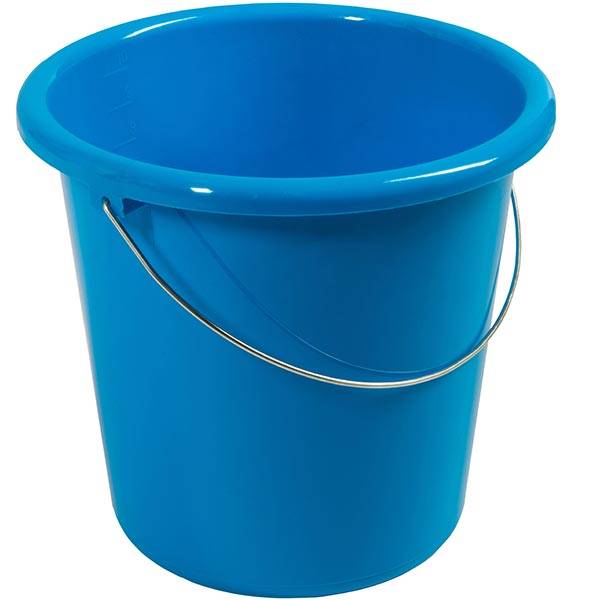 Plastikeimer rund 10 Liter blau mit Metallbügel und Skala blau