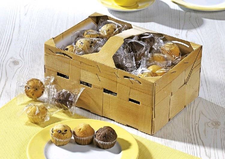 Hellma Mini Muffins, Inhalt: 60 Stück à 14 g je Korb. Muffins im dekorativen