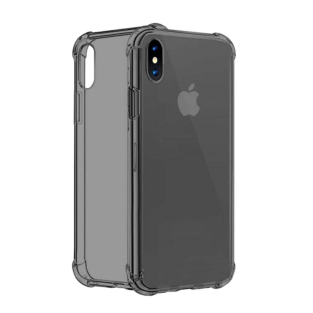 Cyoo - Four Coners Silikon Cover / Handyhülle - Apple iPhone XS Max - Transparent / Schwarz