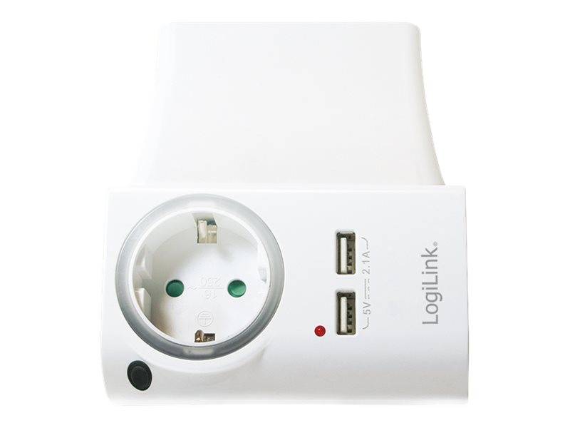 LogiLink 4 in 1 Socket - Netzteil - 3 Ausgabeanschlussstellen (CEE 7/4, 2 x USB)