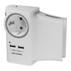 LogiLink 4 in 1 Socket - Netzteil - 3 Ausgabeanschlussstellen (CEE 7/4, 2 x USB)