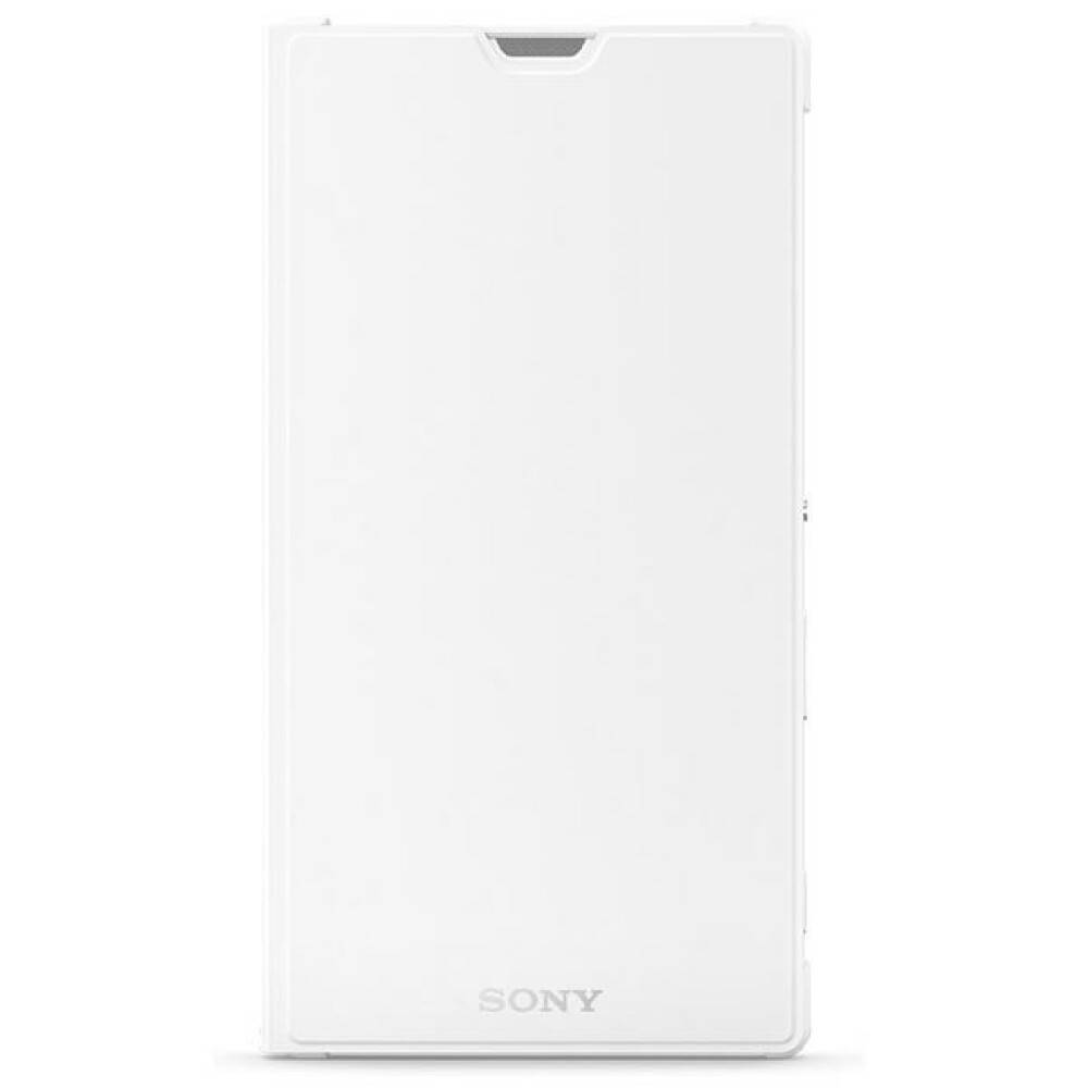 Weißes tragbares Sony-Gerät oder Powerbank frontal gezeigt mit kleiner Kerbe oben und Sony-Logo unten.