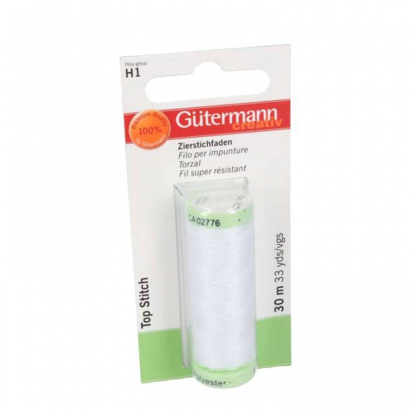 Gütermann Zierstichfaden 30 m SB 0800 weiß 30 m
