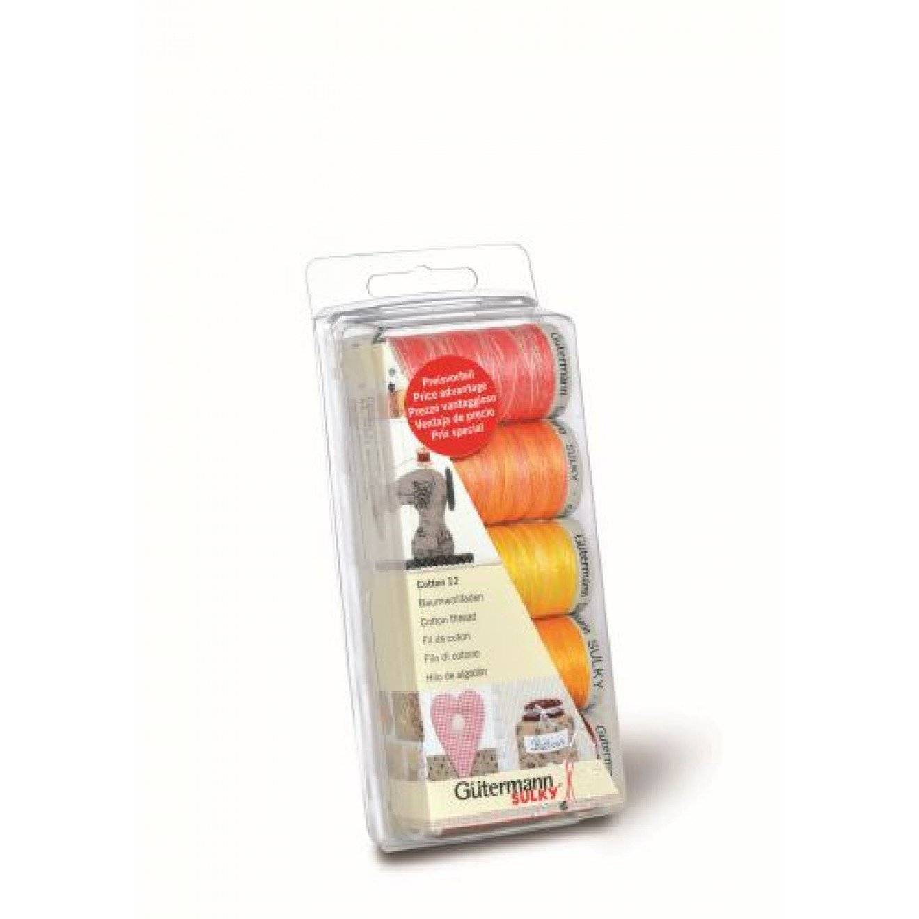 Maschinenstickfaden-Set Cotton 12 162x68x30 mm Sunny 5x200 m