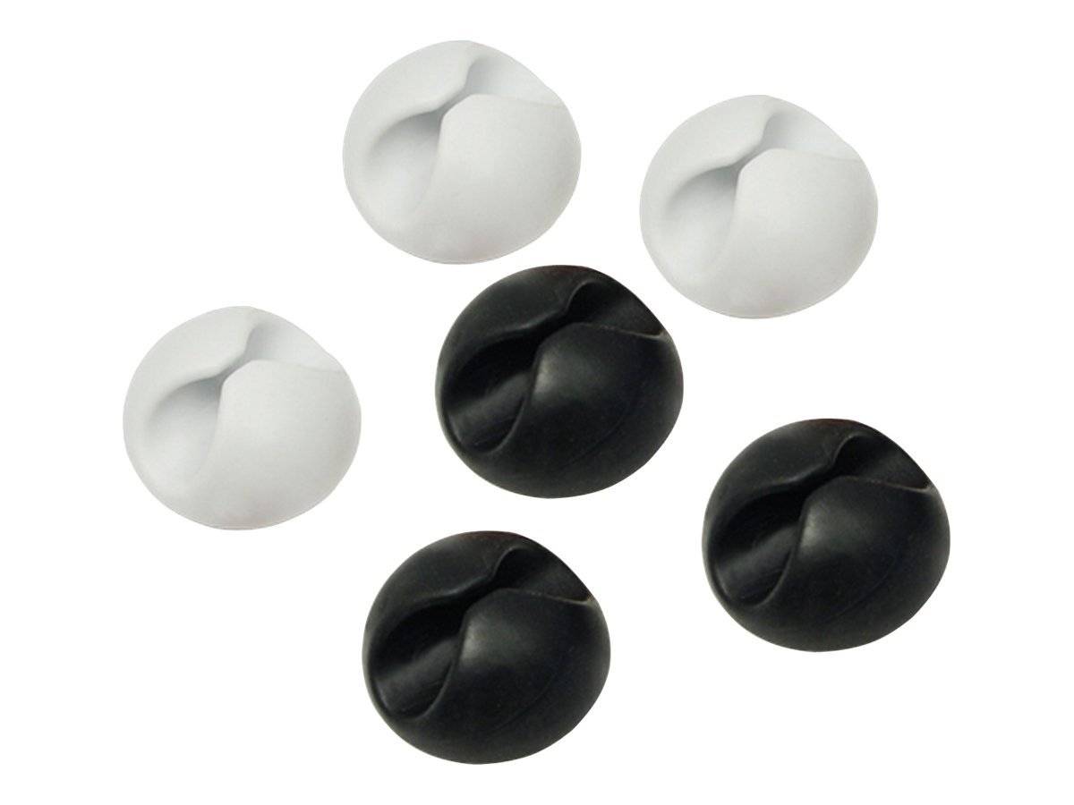 LogiLink - Kabel - Organizer - Schwarz - mit 3 weiße Kabel-Organizer (Packung mit 3)