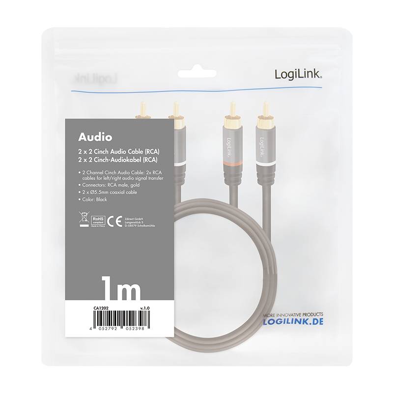 LogiLink - Audiokabel - RCA x 2 männlich bis RCA x 2 männlich