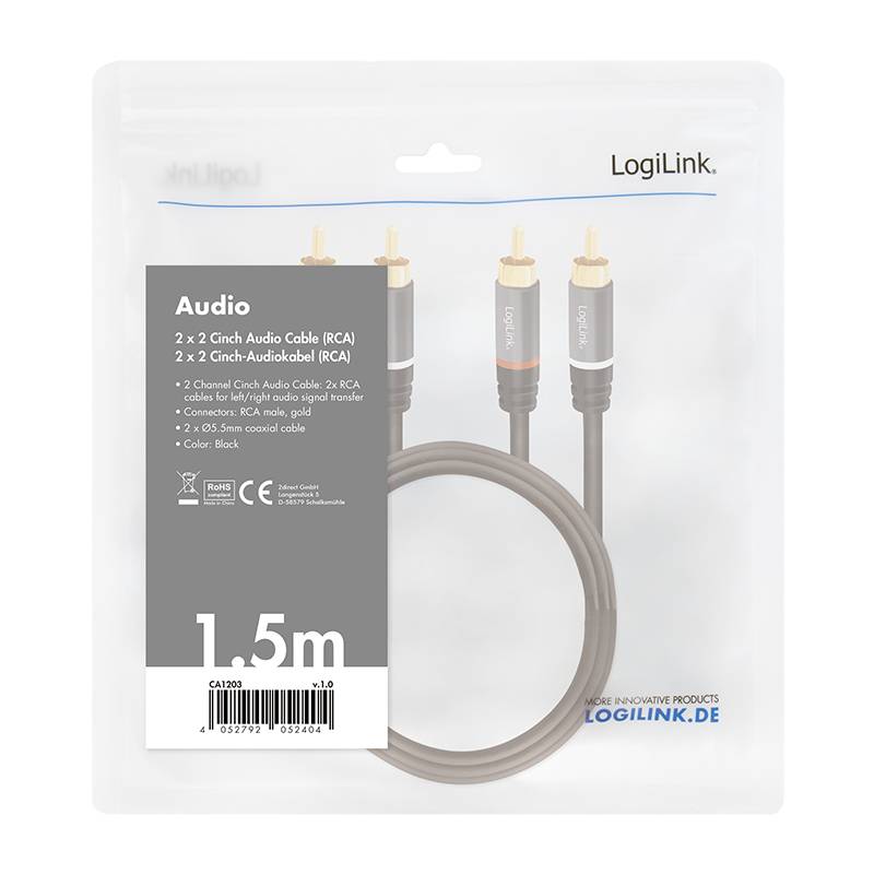LogiLink - Audiokabel - RCA x 2 männlich bis RCA x 2 männlich