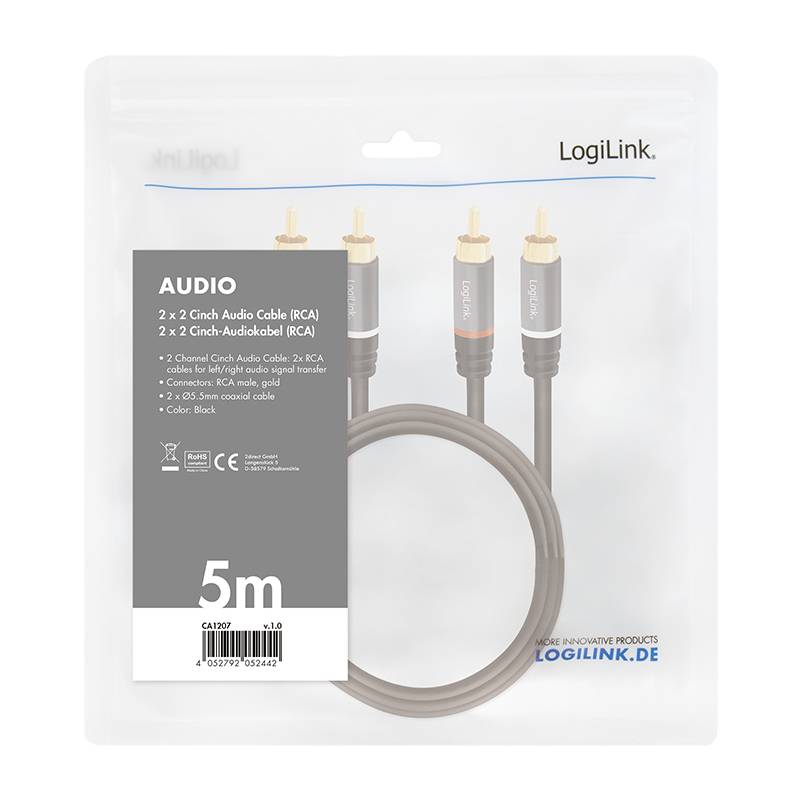 LogiLink - Audiokabel - RCA x 2 männlich bis RCA x 2 männlich