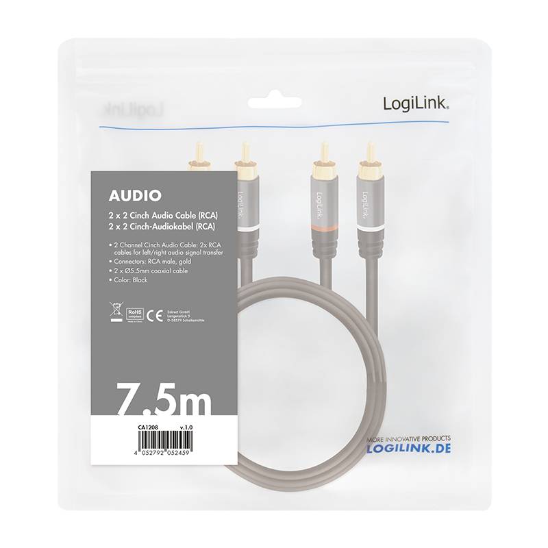 LogiLink - Audiokabel - RCA x 2 männlich bis RCA x 2 männlich