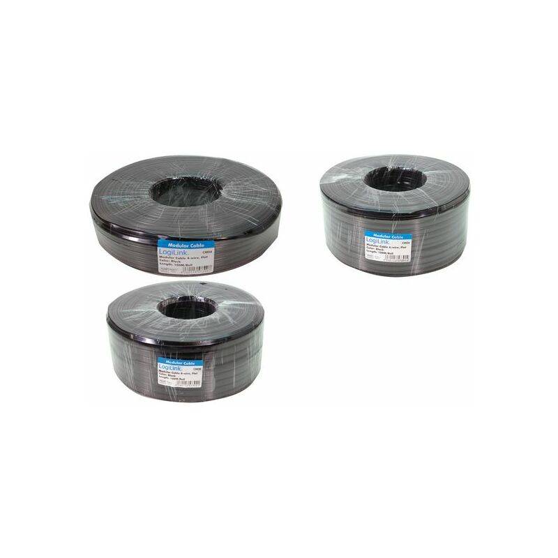 LogiLink Telefonkabel, 100 m, 8-adrig, flach, schwarz