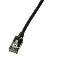 LogiLink CQ9063S RJ45 Patchkabel CAT 6a U/FTP 3.00m Schwarz extrem dünn, Flammwidrig, Flexibel, Folienschirm, Halogenfrei, mit
