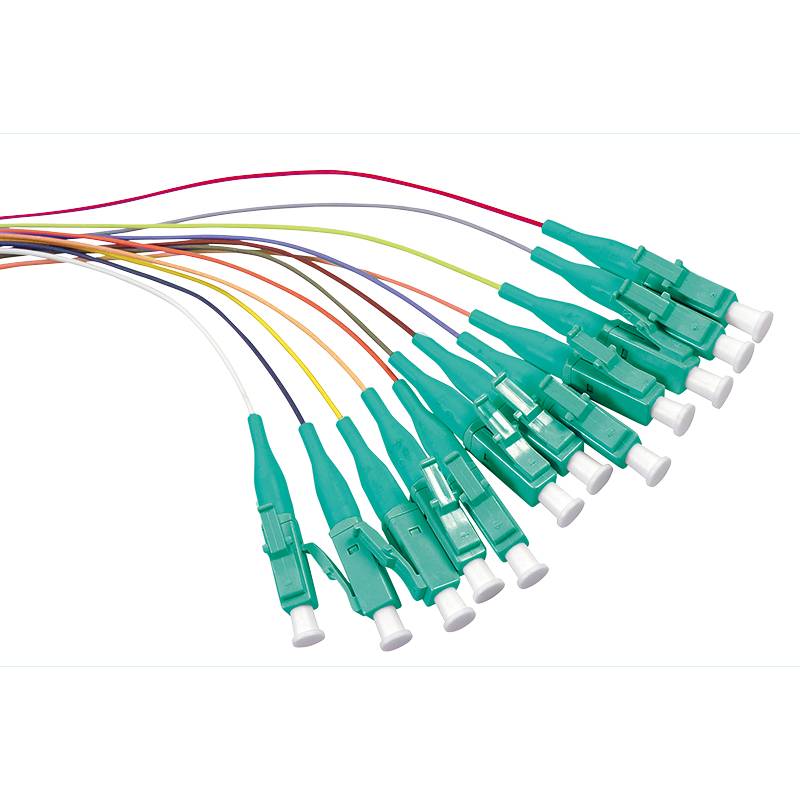 LogiLink Professional Farbiger Pigtailsatz 12x LC, OM3, 2m, Stecker, türkis