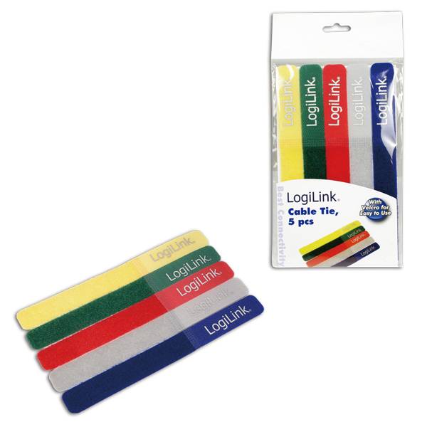 LogiLink Kabelbinder - Grau, Blau, Gelb, Rot, grün (Packung mit 5) - Kabelbinder