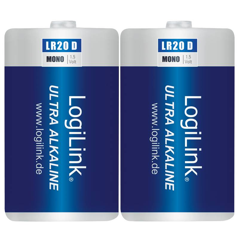 LogiLink Ultra Power LR20 Alkaline Batterie, Mono, 1.5V, 2er Pack