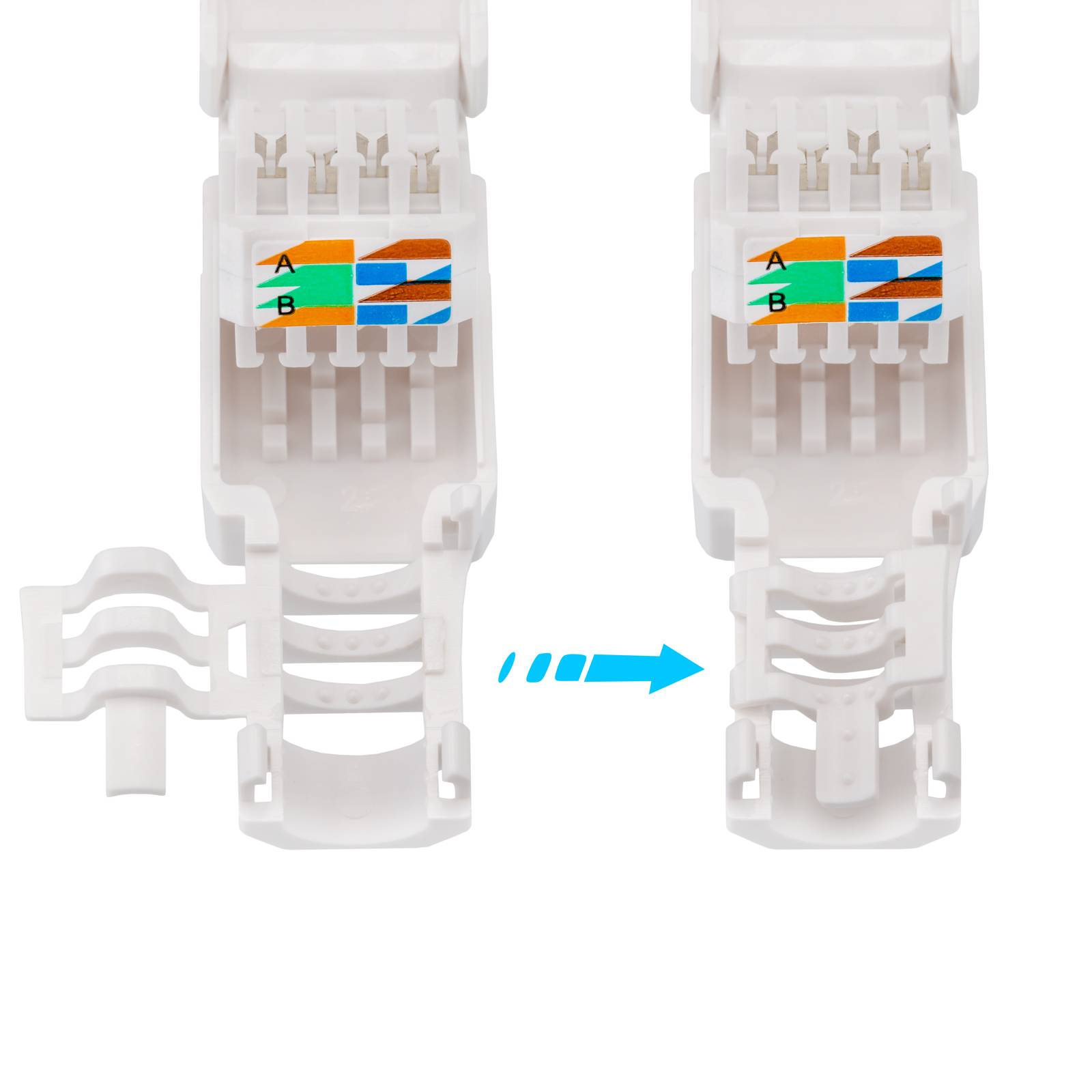 hb-digital RJ45 Stecker Netzwerkstecker CAT 6a LSA UTP mit Knickschutz Kunststoff